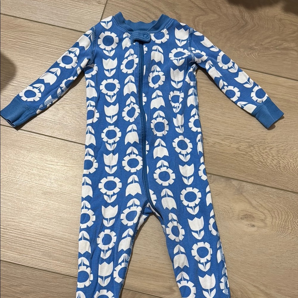 Blue and White Floral baby One Piece sleeper